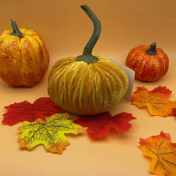 FLORA BUNDA Gold Large 6" Velvet Pumpkin 🎃 - Picture 1 of 6